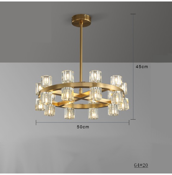 Modern Luxury Copper Crystal Led Pendant Light luminária Home Decor Chandelier Suspension for Foyer Living Room