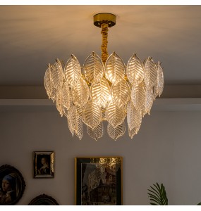 Modern Glass Ceiling Chandelier Home Decor Glass Leaf Lighting Led Dining Room Chandeliers Living Room Luxury Lustres