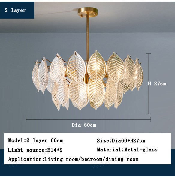 Modern Glass Ceiling Chandelier Home Decor Glass Leaf Lighting Led Dining Room Chandeliers Living Room Luxury Lustres