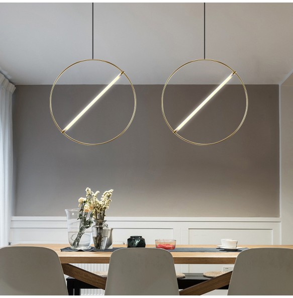 Modern Simple Hanging Lamp LED Suspension Gold Silver Black White Round Pendant Light Home Decor Dining Room Ring Lamps