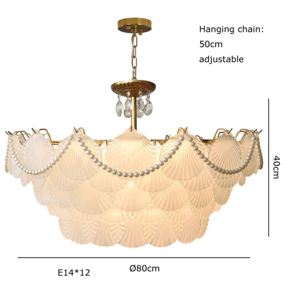 Shell Glass Modern Suspension Lustre Pendant Light 2024 LED Luxury Hanging Lamp Popular Home Appliance For Home Decoration