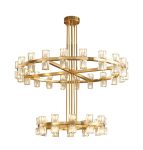 Modern Luxury Copper Crystal Led Pendant Light luminária Home Decor Chandelier Suspension for Foyer Living Room