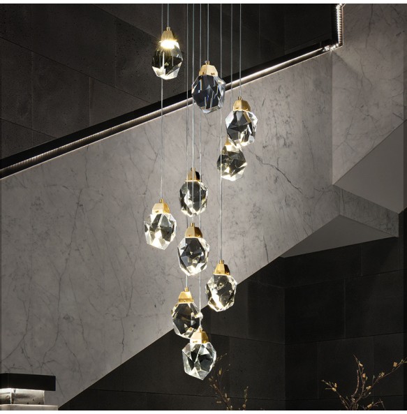 Modern Luxury Staircase Crystal Ceiling Chandelier Long Large Pendant Lamp Home Decor Lustres 2024 Hanglamp Brass Light Fixture