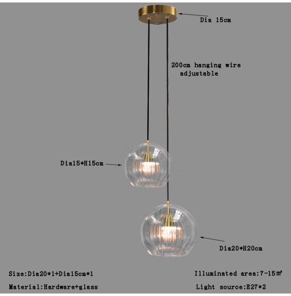 Transparent Glass Ball Ceiling Pendant Light Living Room Hanging Lights Dining Room Chandeliers Living Room Home Decor Lighting