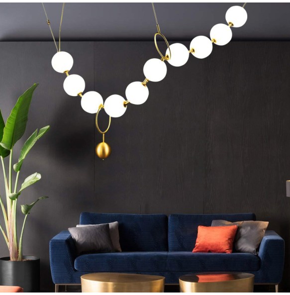 Modern 2024 Ceiling Chandelier Pearl Necklace Shaped Light Fixture Ivory White LED Home Decor Hanging Lamp above Dining Room