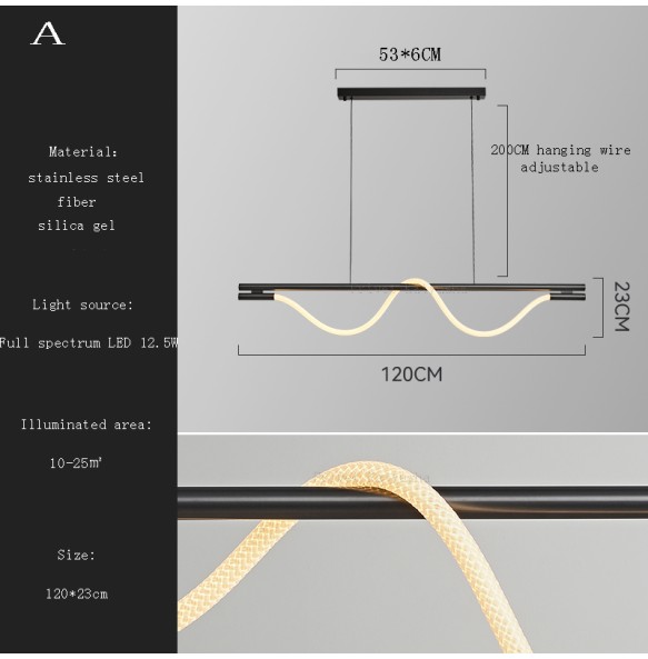 Modern 2024 Home Decor Long Silicone Strip Hanglamp Bar Kitchen Island Ceiling Chandelier Luminária Lustres Dining Room Lampara