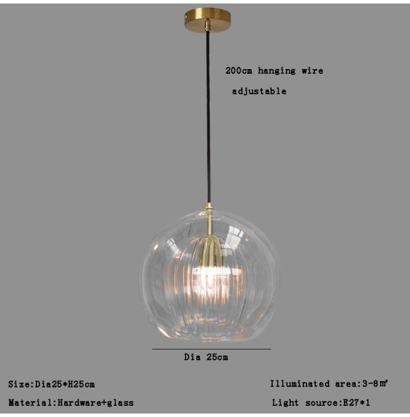 Transparent Glass Ball Ceiling Pendant Light Living Room Hanging Lights Dining Room Chandeliers Living Room Home Decor Lighting