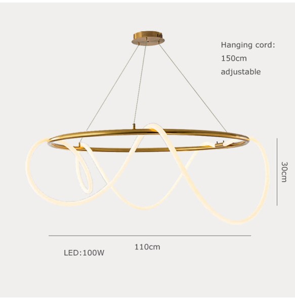 Postmodern LED Gold Silicone Tube Pendant Light Long Hanglamp Home Decor Dining Room Led Long Pipe Ceiling Chandelier