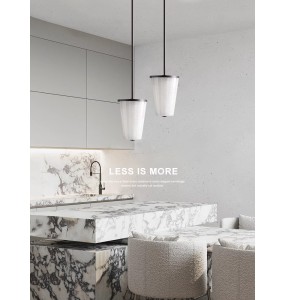 Luxury White Spanish Natural Luxury Marble Pendant Lamp Dining Room All Copper Real Marble Hanging Lamps Bedside Lustres