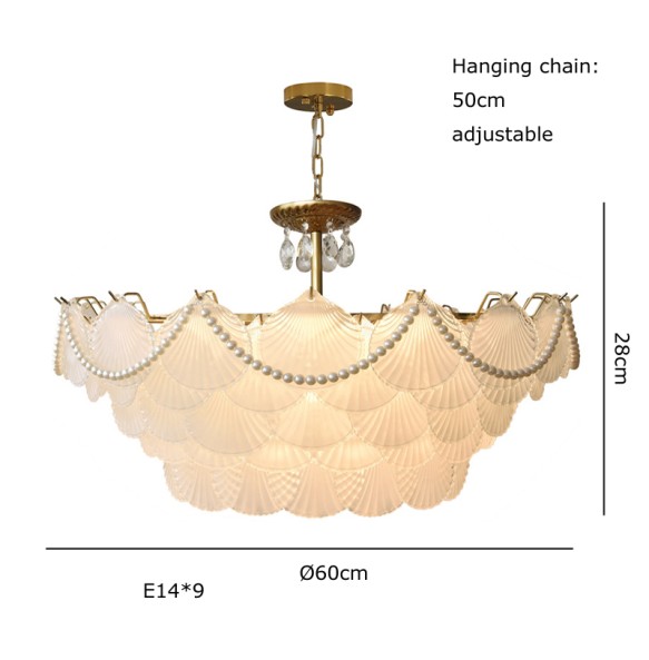 Shell Glass Modern Suspension Lustre Pendant Light 2024 LED Luxury Hanging Lamp Popular Home Appliance For Home Decoration