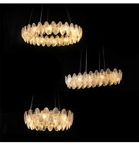 Bubble Glass Round Lustre Pendent Light Gold Silver Dimmable LED Luxury Hanging Lamp Home Appliance Home Decor Upscale