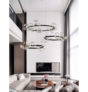 Modern Led Ceiling Chandelier Lighting Clear Glass Bubbles Long G9 Pendant Lamp Home Decor Lampe Kitchen Dining Room Bar Lustre