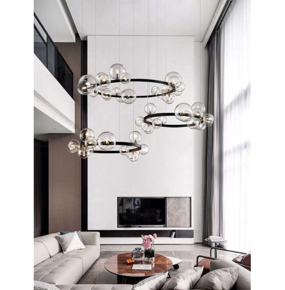 Modern Led Ceiling Chandelier Lighting Clear Glass Bubbles Long G9 Pendant Lamp Home Decor Lampe Kitchen Dining Room Bar Lustre