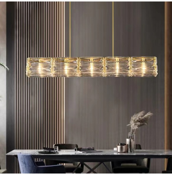 Postmodern New Creative Glass LED Pendant Light Home Decor Dimmable Suspension Luminaire Lustre Chandelier for Kitchen Island