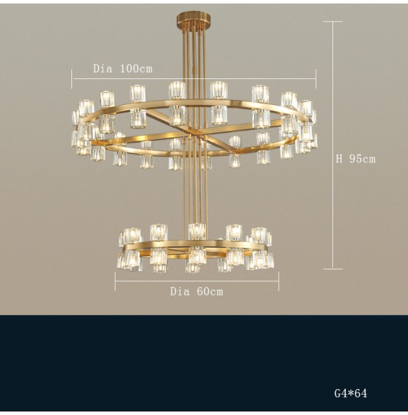 Modern Luxury Copper Crystal Led Pendant Light luminária Home Decor Chandelier Suspension for Foyer Living Room