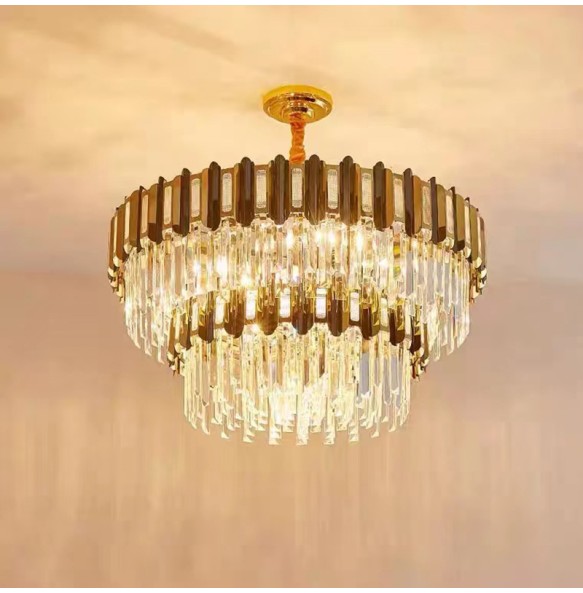 Postmodern New Trend LED Pendant Light Gold Chandelier Dimmable Home Decor Crystal Lustre Lampara for Living Room