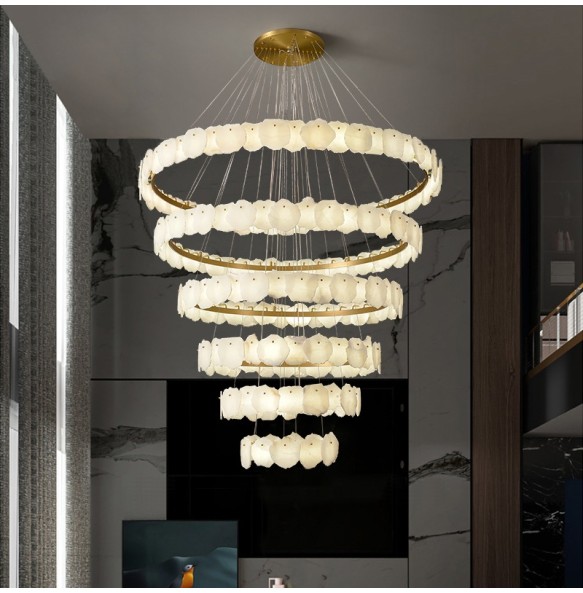 LED White Marble Copper Pendant Light Ivory Modern 2024 Ceiling Chandelier Home Decor Lustre Hanging Lamp for Dining Room