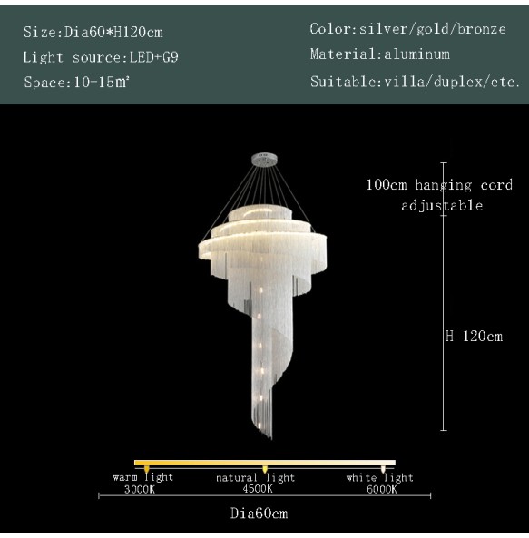 Led New Design Aluminum Tassel Pendant Light Luxury Gold Avize Modelleri 2024 Creative Lustre Salon Plafonnier Living Room Villa