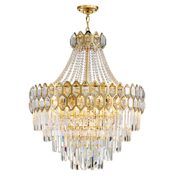 Luxury Gold Classical Hanging Lamp Dimmable LED Crystal Light Fixture Lustre Large Hotel Pendant Light Home Decor Room Decor