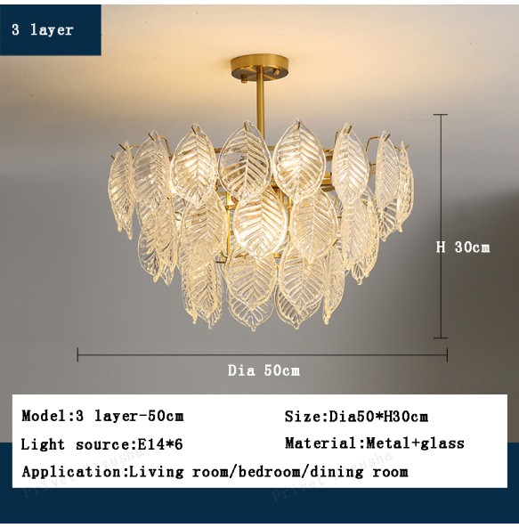 Modern Glass Ceiling Chandelier Home Decor Glass Leaf Lighting Led Dining Room Chandeliers Living Room Luxury Lustres