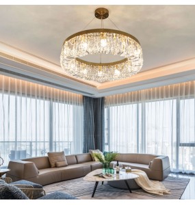 Luxury Gold Crystal Ceiling Pendant Lights Led Home Decoration Hanging Lamps Cristal Lustres over Dining Table Lamparas