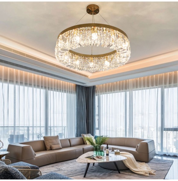 Luxury Gold Crystal Ceiling Pendant Lights Led Home Decoration Hanging Lamps Cristal Lustres over Dining Table Lamparas