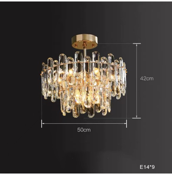 Lustre Luxury K9 Crystal Pendant Lights Modern Elegant Gold Chandelier Home Decoration Light Fixture for Foyer Living Room Villa