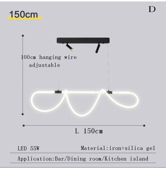 Modern 2024 Home Decor Long Silicone Strip Hanglamp Bar Kitchen Island Ceiling Chandelier Luminária Lustres Dining Room Lampara