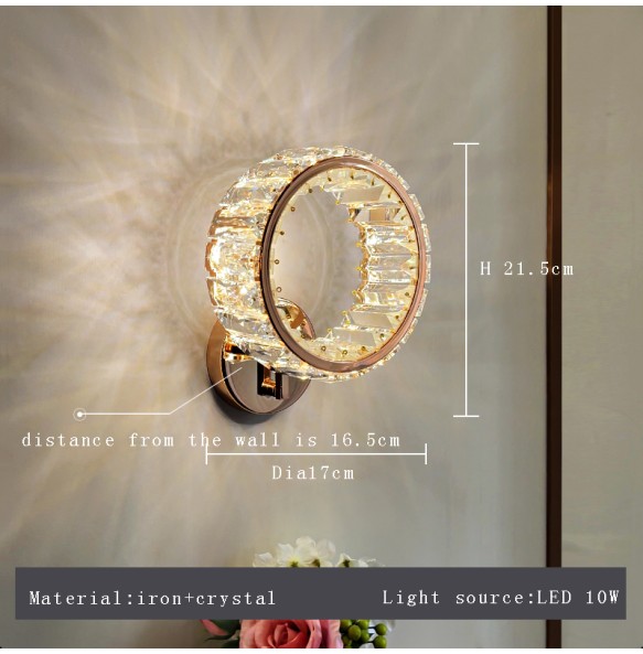 Modern Luxury Round Crystal Bedside Pendant Light Gold Small Hanging Lamp for Ceiling Home Decoration Bedroom Light Fixture