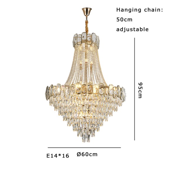 Nordic Large Crystal Ceiling Chandelier Room Decor Big Hanging Lamps Lustre Lampara for Villa Foyer Stairwell