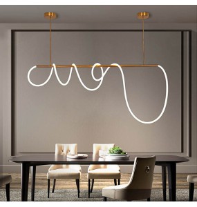 Long Pipe Ceiling Pendant Light above Dining Table Postmodern Silicone Minimalist Hanging Lamps