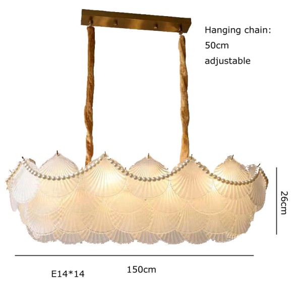 Shell Glass Modern Suspension Lustre Pendant Light 2024 LED Luxury Hanging Lamp Popular Home Appliance For Home Decoration