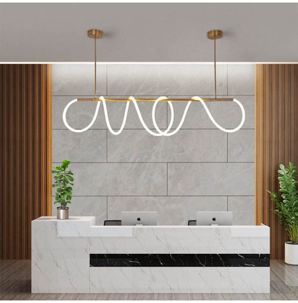 Postmodern LED Gold Silicone Tube Pendant Light Long Hanglamp Home Decor Dining Room Led Long Pipe Ceiling Chandelier