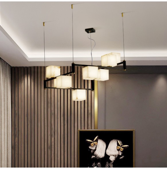 Modern White Spain Marble Pendant Light Luxury Creative Dimmable Chandelier Home Decoration Led Luminaire for Foyer Villa