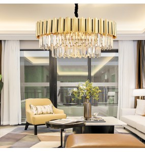 Luxury Gold Silver Crystal LED Light Fixture Lustre Pendant Light Home Appliance Home Decor Living Room Chandeliers