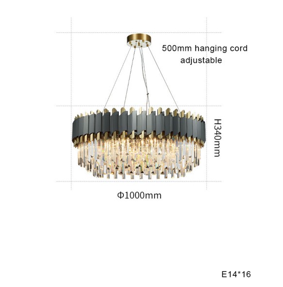 Modern 2024 Lustres LED Matte Black Crystal Pendant Lamp Luxury Ceiling Chandelier Dimmable Home Decor for Dining Table