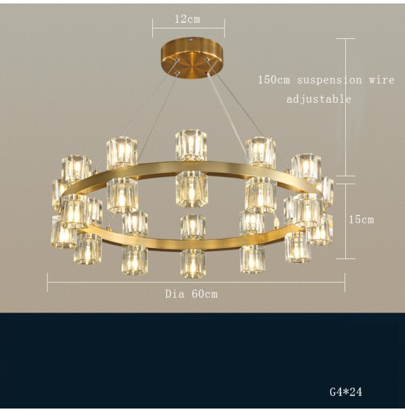 Modern Luxury Copper Crystal Led Pendant Light luminária Home Decor Chandelier Suspension for Foyer Living Room