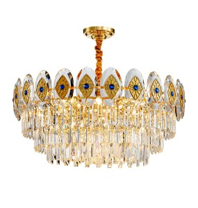 Crystal Lustre Gold Classic Suspension Dimmable LED Hanging Lamp Light Fixture Classic Chandelier Luxury Home Decor