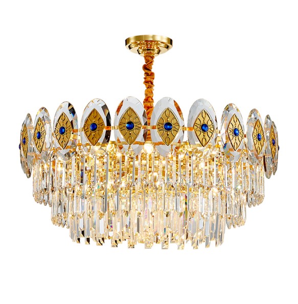 Crystal Lustre Gold Classic Suspension Dimmable LED Hanging Lamp Light Fixture Classic Chandelier Luxury Home Decor