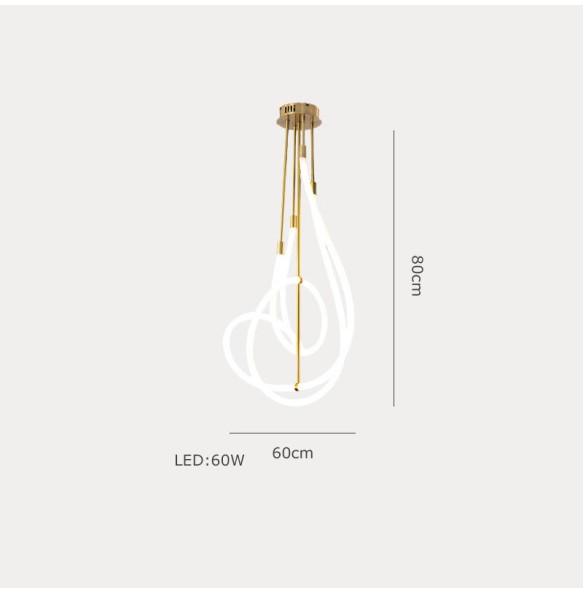 Postmodern LED Gold Silicone Tube Pendant Light Long Hanglamp Home Decor Dining Room Led Long Pipe Ceiling Chandelier