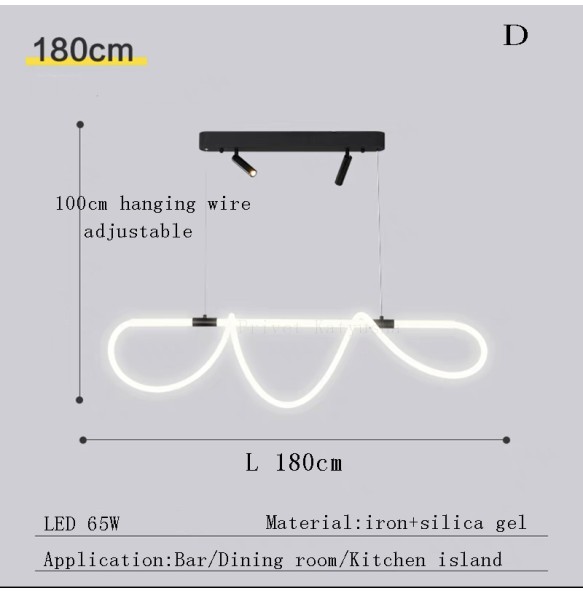 Modern 2024 Home Decor Long Silicone Strip Hanglamp Bar Kitchen Island Ceiling Chandelier Luminária Lustres Dining Room Lampara