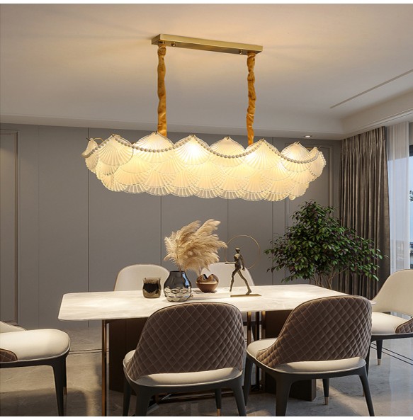 Shell Glass Modern Suspension Lustre Pendant Light 2024 LED Luxury Hanging Lamp Popular Home Appliance For Home Decoration