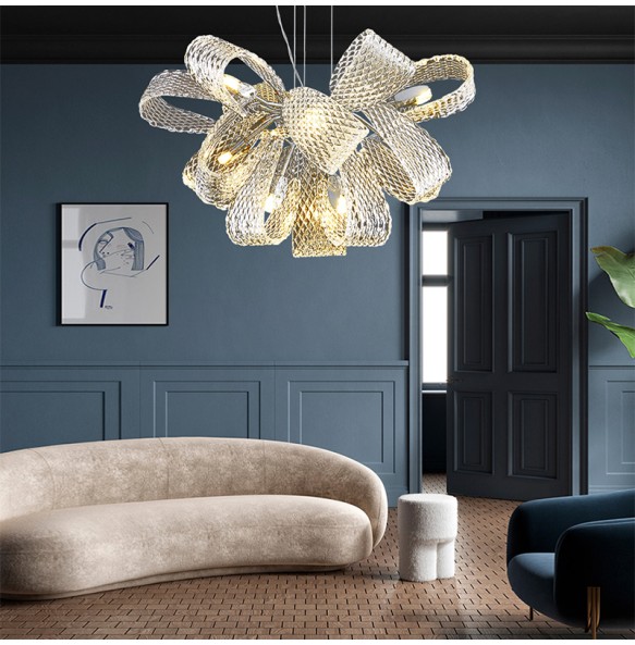 Modern Glass Pinecone Shape Hanging Lamp Art Decor LED Hanglamp Pendant Light Luxury Home Decor Living Room Luxury Chandelier