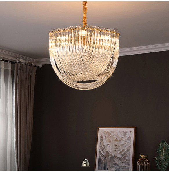 Lustre Glass Hanging Lamp Dimmable LED Modern Suspension Light Luxury Pendant Light Home Decor Appliance Restaurant Hotel