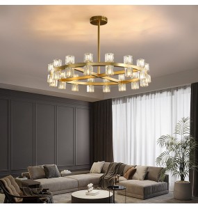 Brass Glass Crystal Chandeliers Luxury Home Decoration Gold Hanging Lamps for Ceiling Lustres Living Room Appliance