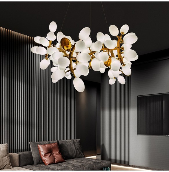 White Luxury Large Glass Pendant Lights Led Home Decor Postmodern Chandelier Creative Lamps Lustres for Villa Foyer Lobby