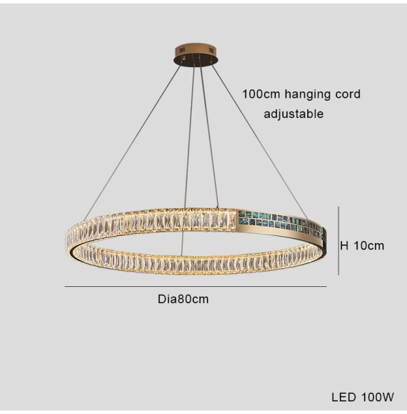 Led Luxury Ring Crystal Pendant Light Gold Stainless Steel Chandelier 2024 Christmas Decoration Lustres for Living Room