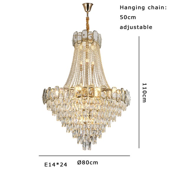 Nordic Large Crystal Ceiling Chandelier Room Decor Big Hanging Lamps Lustre Lampara for Villa Foyer Stairwell