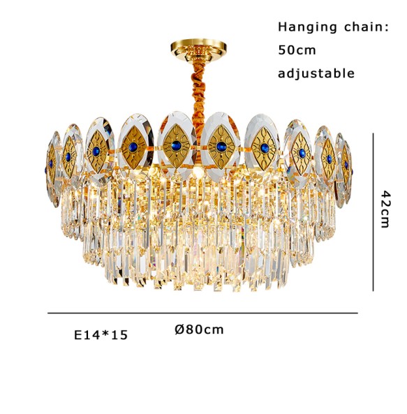 Crystal Lustre Gold Classic Suspension Dimmable LED Hanging Lamp Light Fixture Classic Chandelier Luxury Home Decor