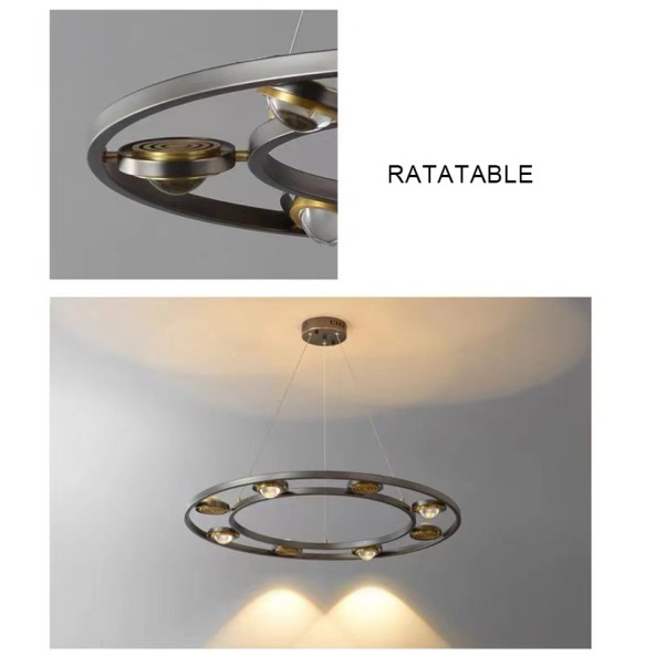 Postmodern Creative Rotatable Pendant Lamp Home Decor Dimmable LED Hanging Light Minimalist Iron Chandelier for Dinging Foyer